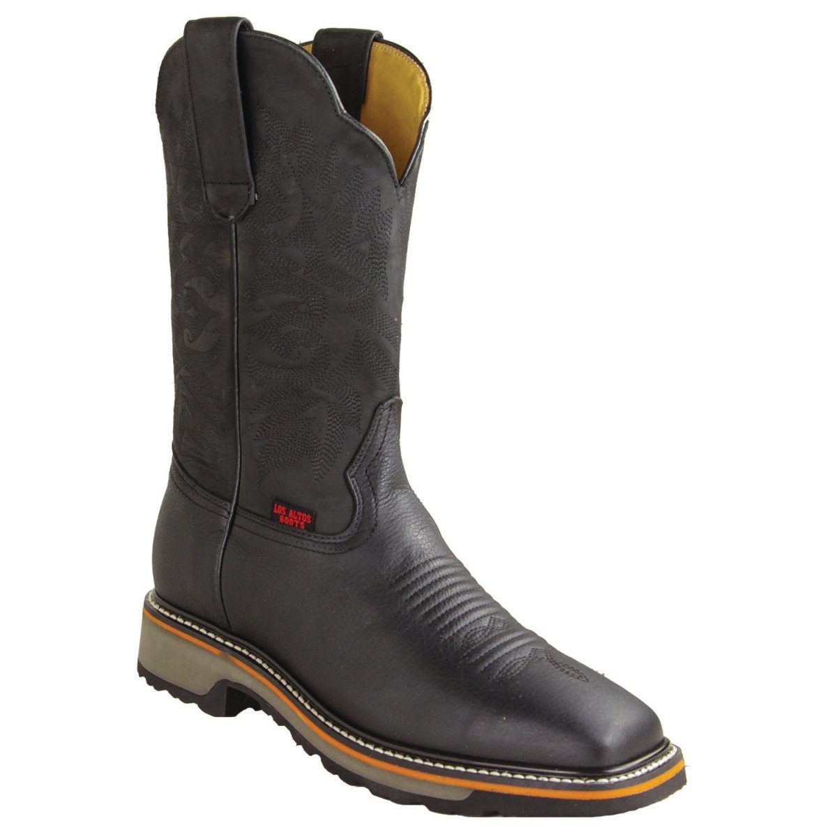 Botas de Piel Original Punta Rodeo Cuadrada Ancha Color Negro - Los Altos Boots - Los Altos Boots