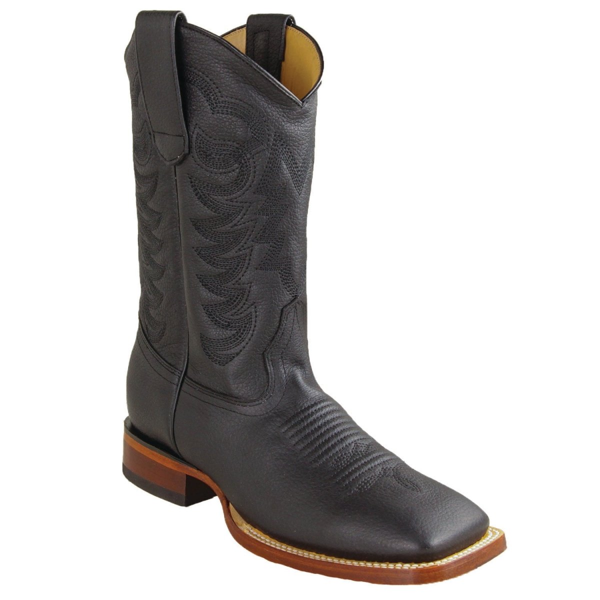 Botas Rodeo de Piel Original Punta Amplia Cuadrada para Dama Crazy Color Cafe - Los Altos Boots main image 1