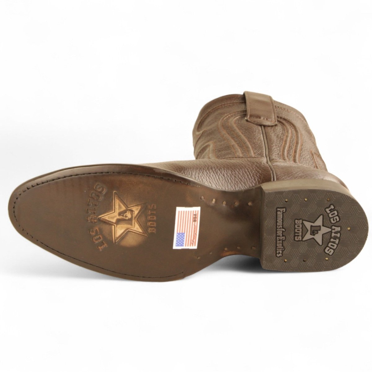 Botas de Piel Original Roper Punta Oval con Zipper Color Cafe - Los Altos Boots - Los Altos Boots