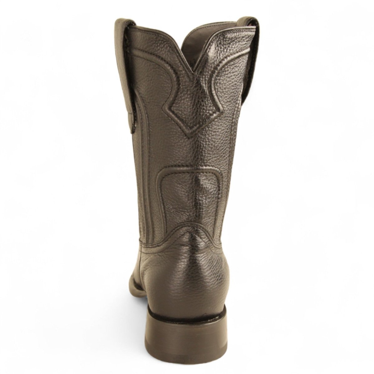 Botas de Piel Original Roper Punta Oval con Zipper Color Negro - Los Altos Boots - Los Altos Boots