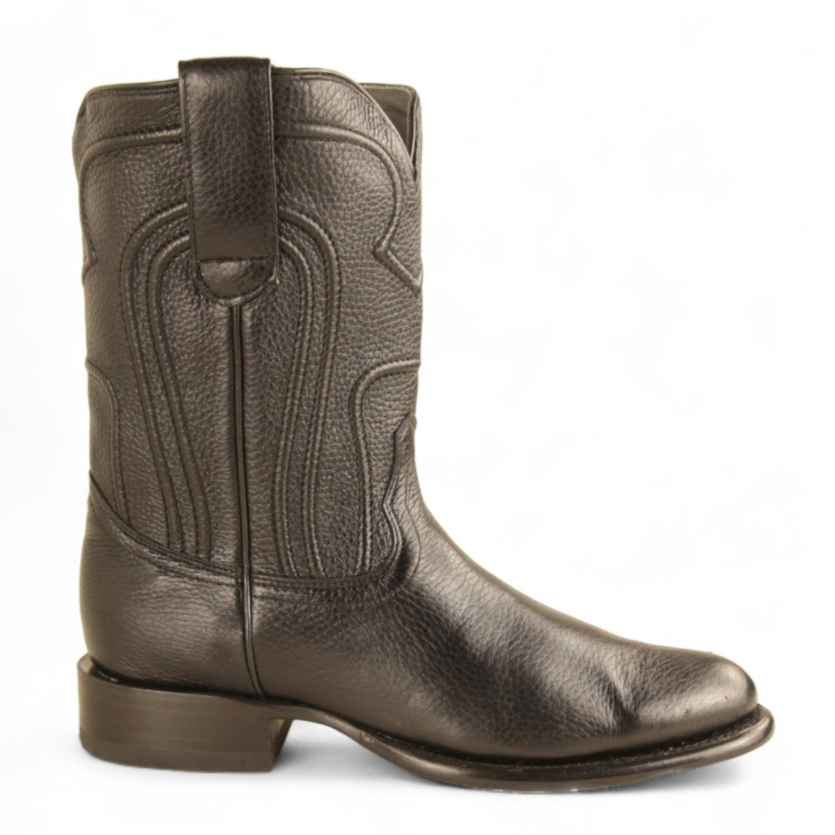 Botas de Piel Original Roper Punta Oval con Zipper Color Negro - Los Altos Boots - Los Altos Boots