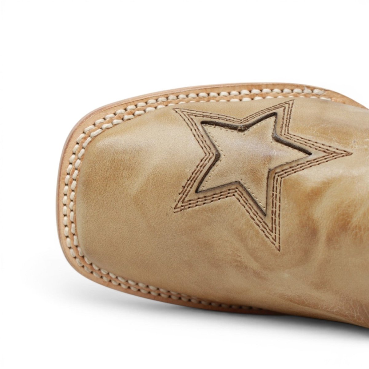 Botas de Piel Pulida con Diseño Tri-Star Punta Cuadrada Para Dama Color Arena - Tanner Mark Boots - Tanner Mark Boots