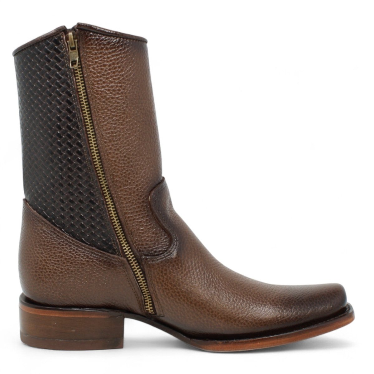 Botas de Piel Punta Dubai Cuadrada Para Hombre Color Cafe con Cierre - LC261 Cafe - La Carreta