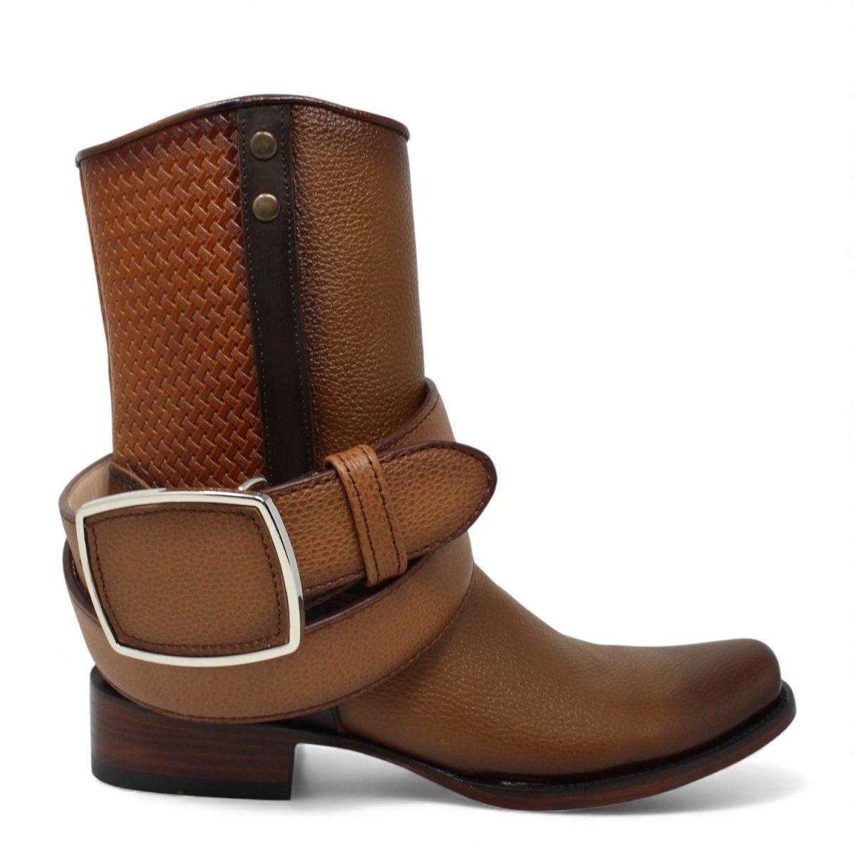 Botas de Piel Punta Dubai Cuadrada Para Hombre Color Camel con Cierre - La Sierra - La Carreta