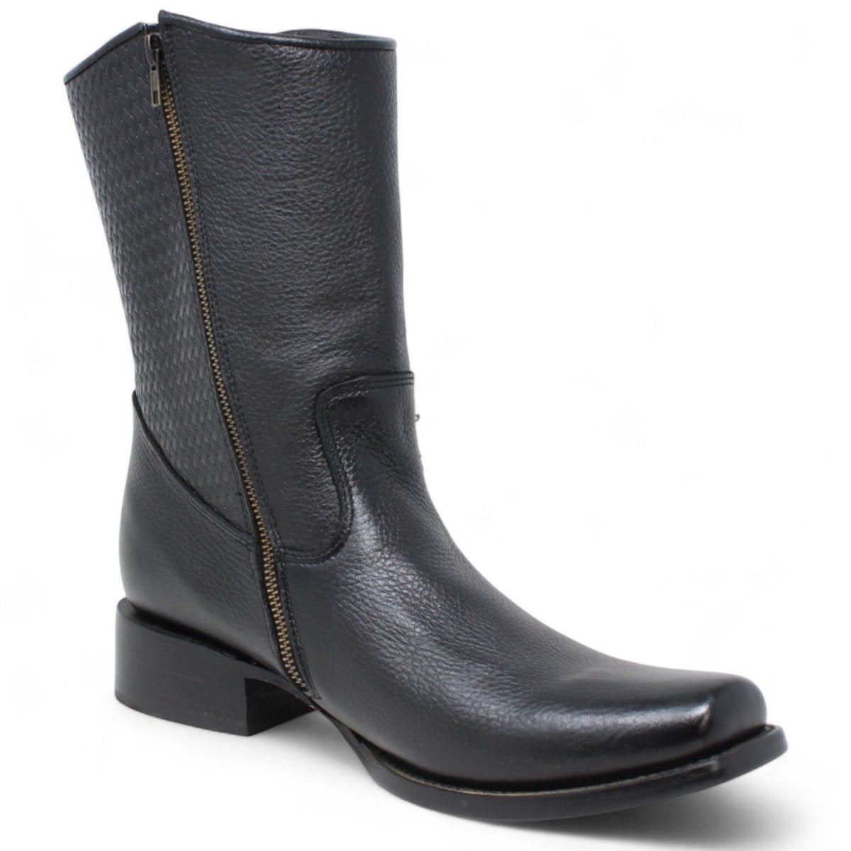 Botas de Piel Punta Dubai Cuadrada Para Hombre Color Negro con Cierre - LC261 - La Carreta