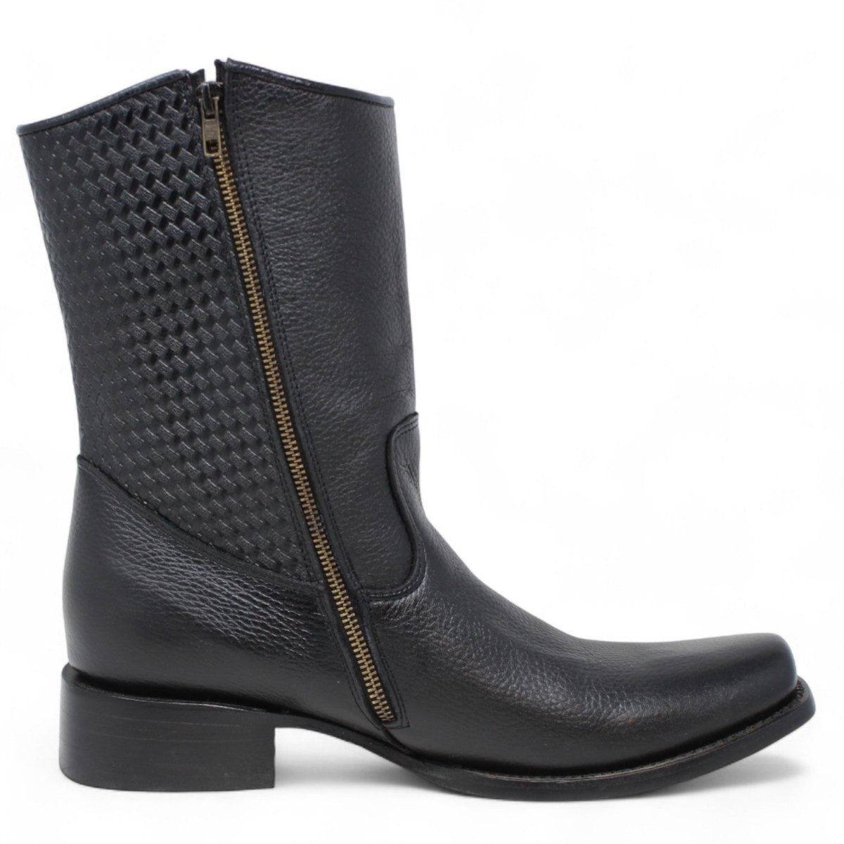 Botas de Piel Punta Dubai Cuadrada Para Hombre Color Negro con Cierre - LC261 - La Carreta