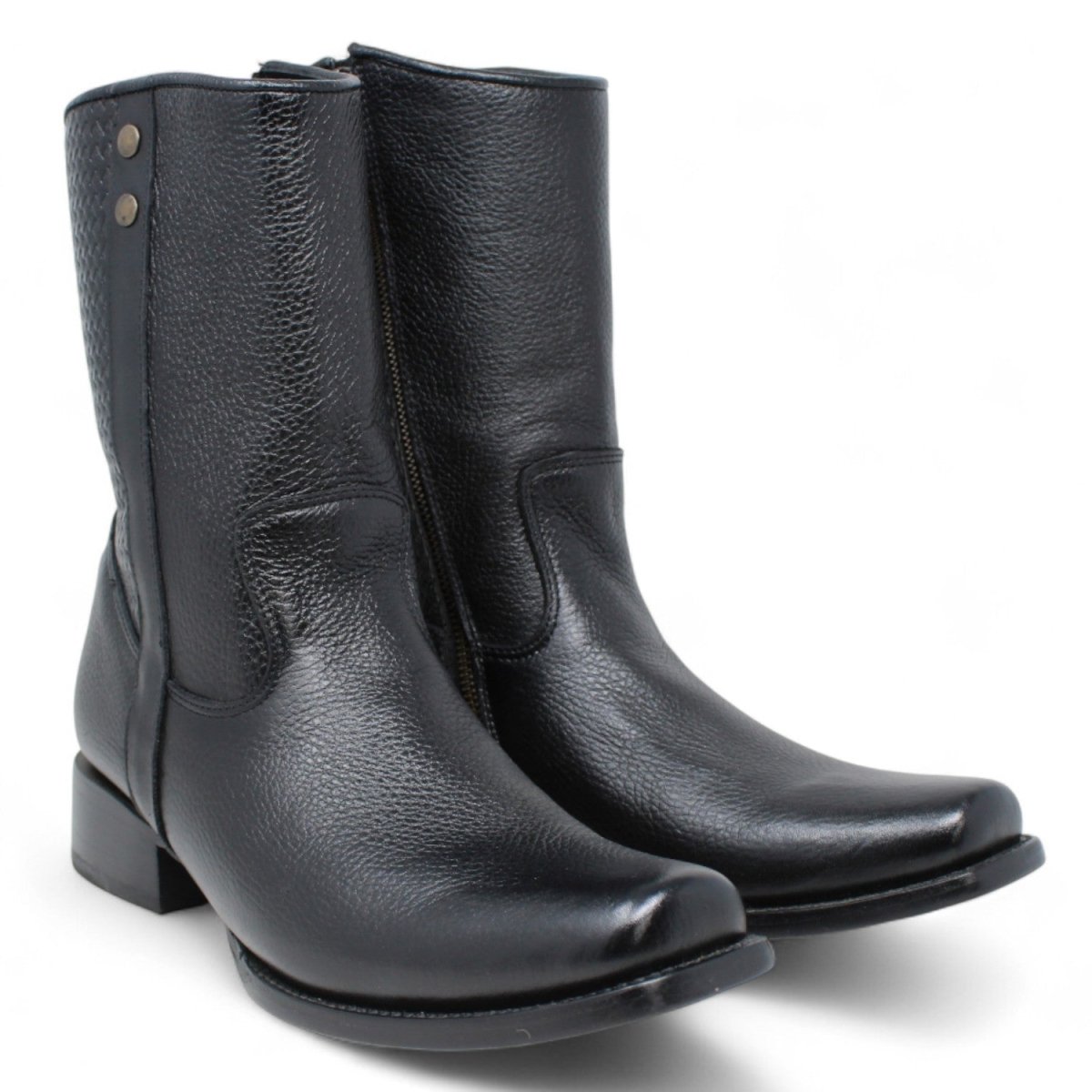 Botas de Piel Punta Dubai Cuadrada Para Hombre Color Negro con Cierre - LC261 - La Carreta