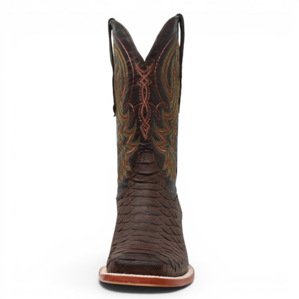 Botas de Piton Grabado Punta Cuadrada Color Cafe Matte - Tanner Mark Boots - Tanner Mark Boots