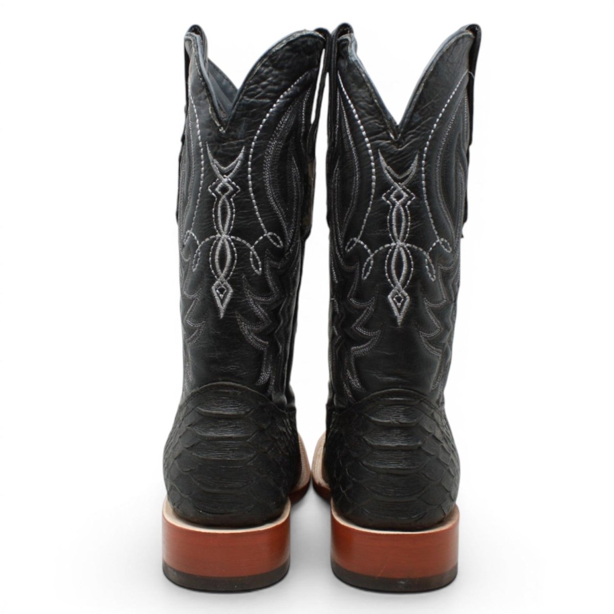 Botas de Piton Grabado Punta Cuadrada Color Negro - Tanner Mark Boots - Tanner Mark Boots