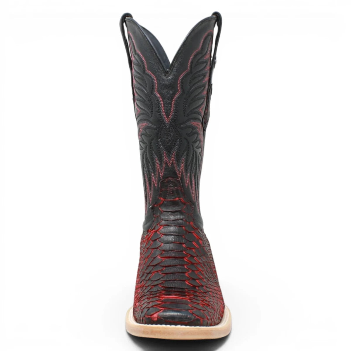 Botas de Piton Original Punta Cuadrada Color Rojo con Negro - Tanner Mark Boots - Tanner Mark Boots