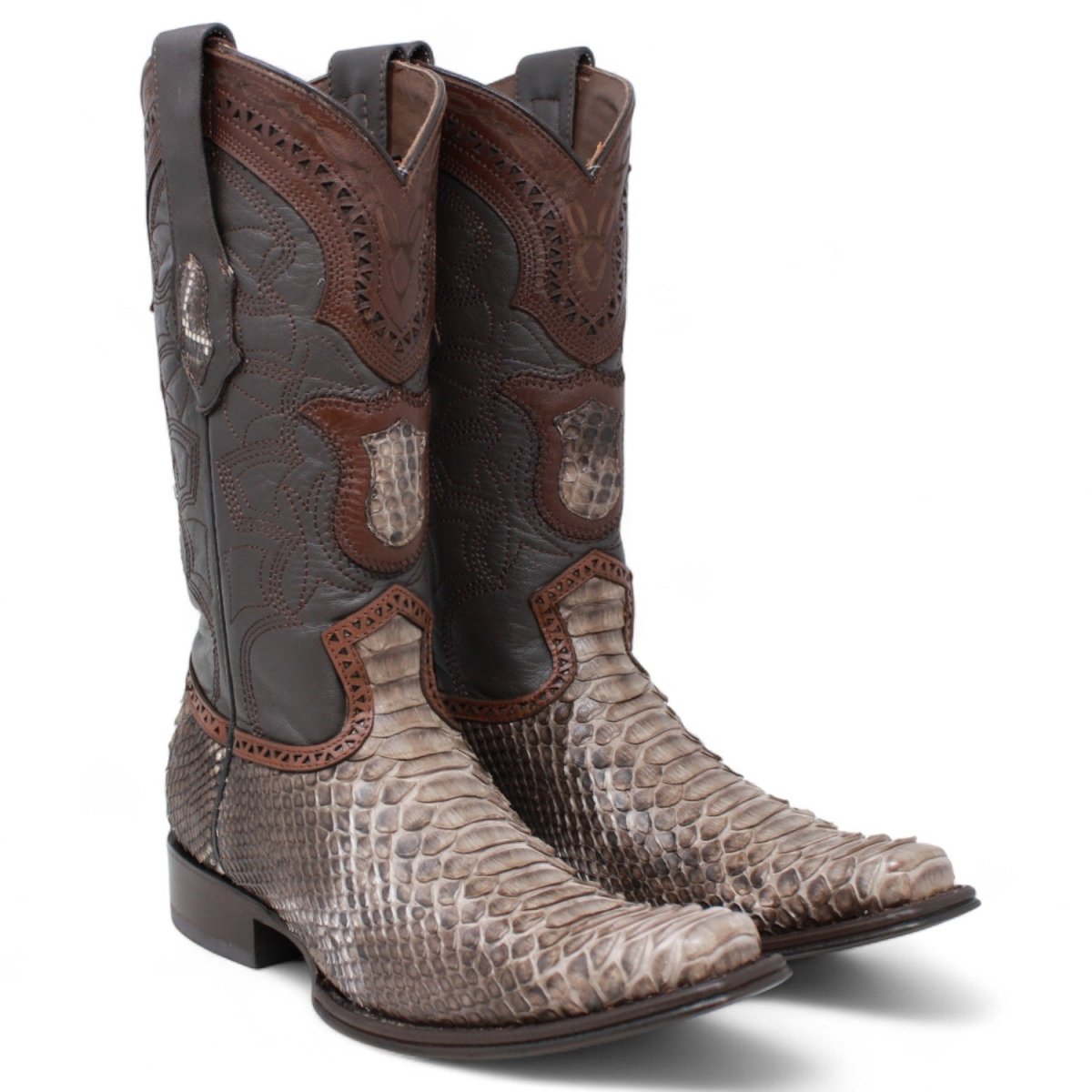 Botas de Piton Original Punta Europea Color Cafe Rustico - Los Altos Boots - Los Altos Boots