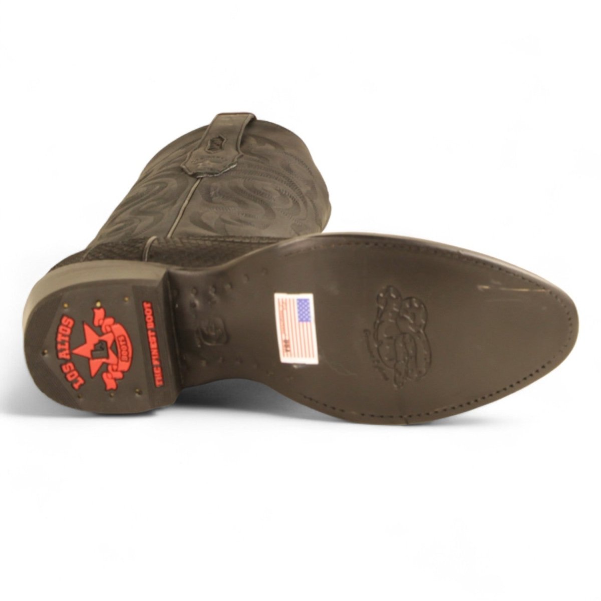 Western Genuine Python Round Toe Boots Black Color - Los Altos Boots - Sole View