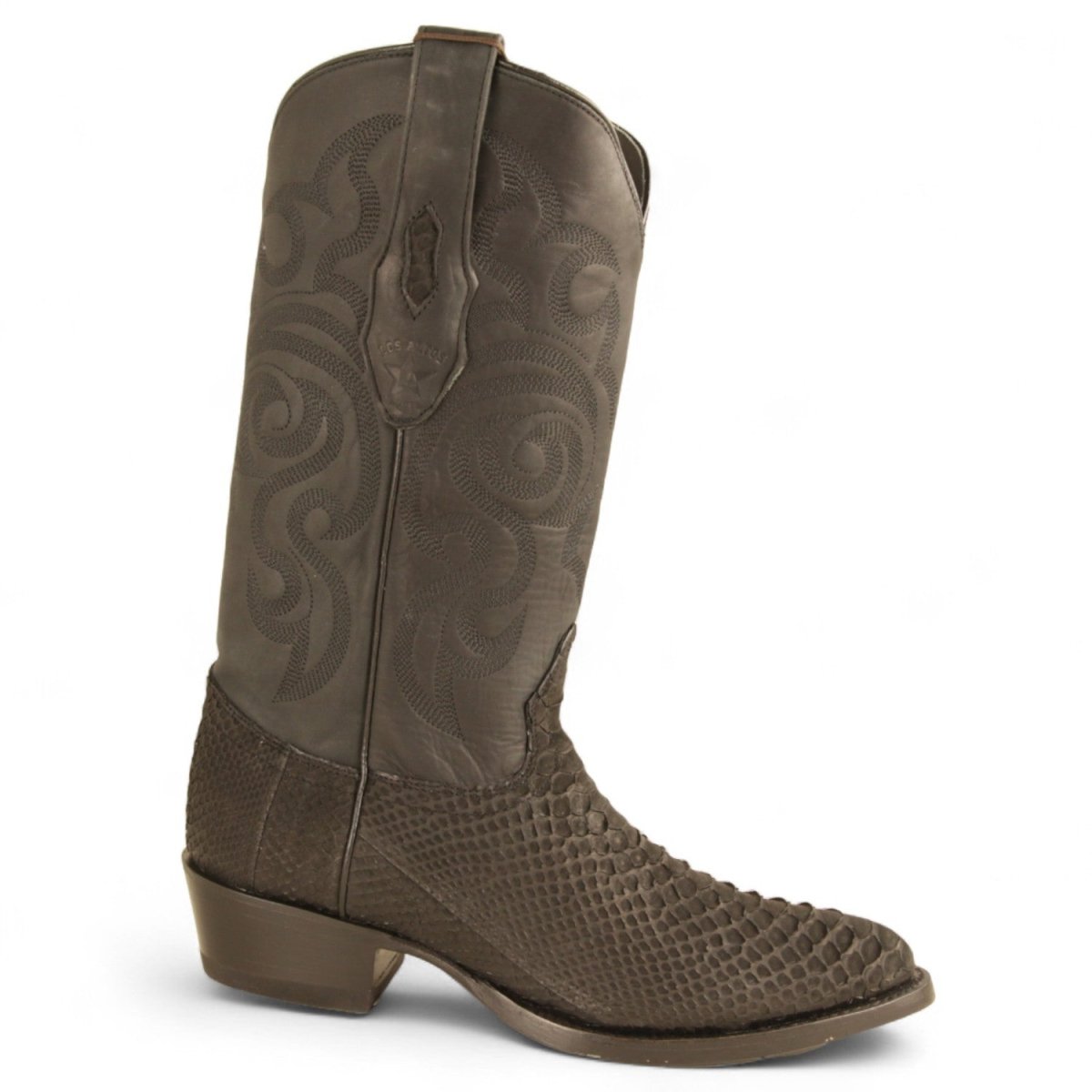 Western Genuine Python Round Toe Boots Black Color - Los Altos Boots - Right Side View