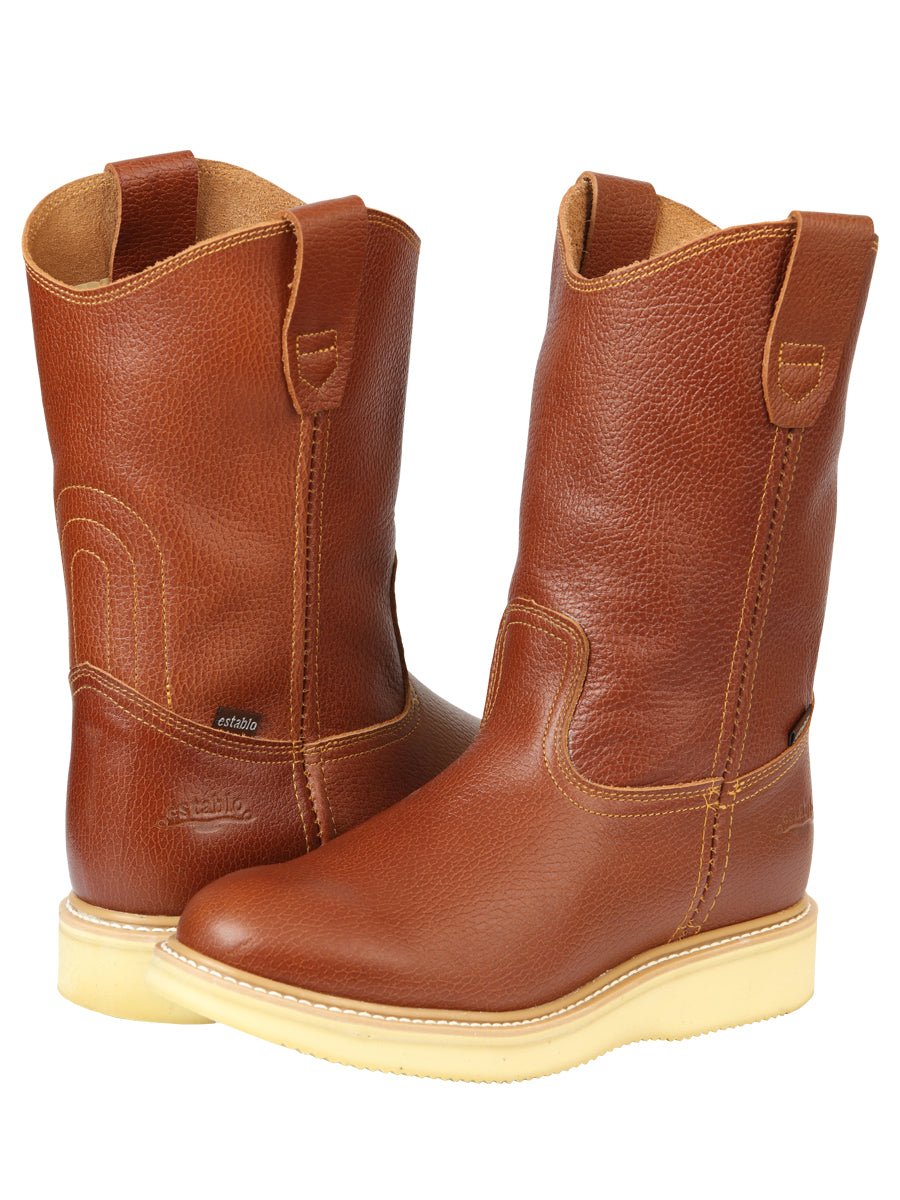 Botas de Trabajo para Hombre Establo en Piel Grizzly con Suela Mil Rayas - Diana Zapateria Inc