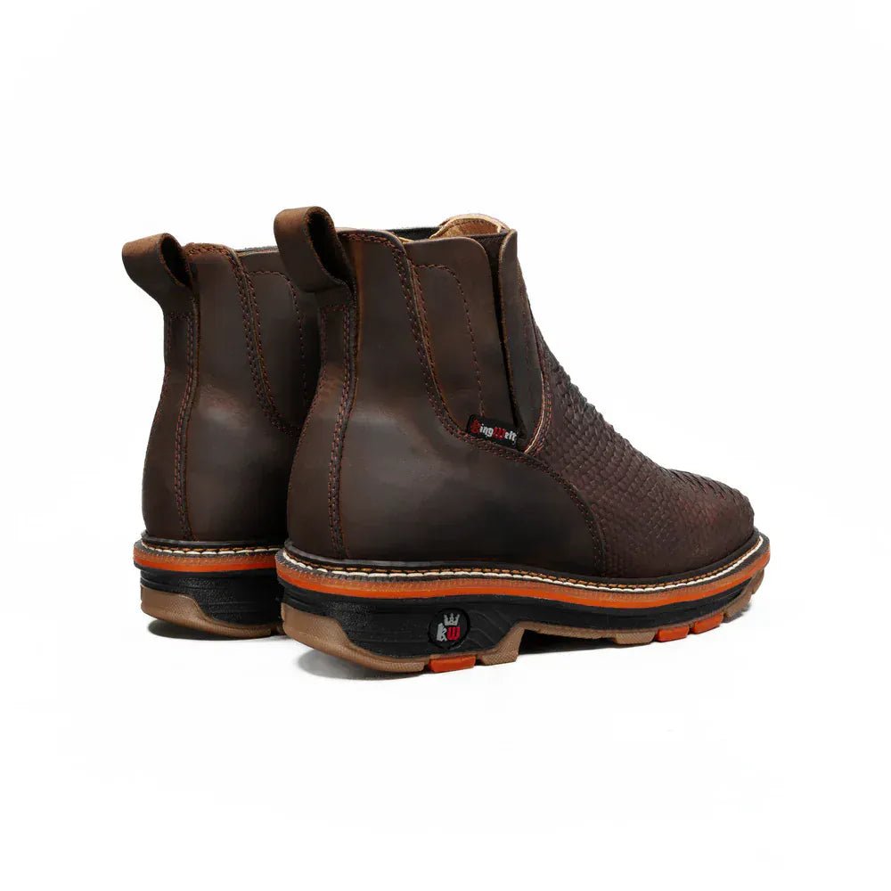 Botas de Trabajo Venom 6" Piton Grabado Horma Cuadrada Color Cafe - King Welt - King Welt