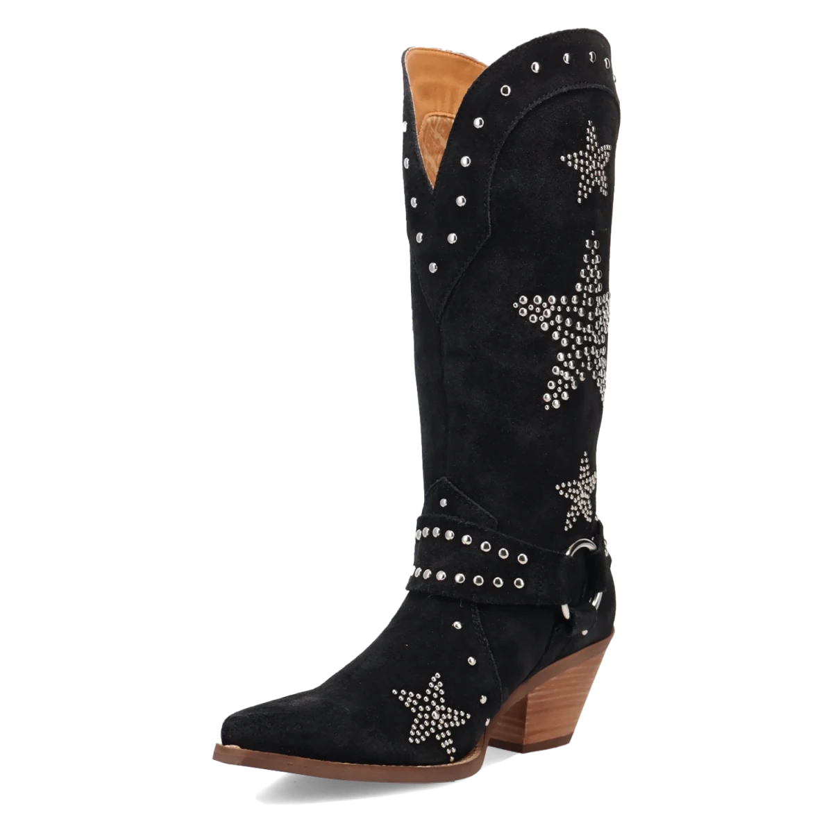 Botas Lucky Stars de Gamuza Punta Recortada Para Dama Color Negro - Dingo - Dan Post Boots