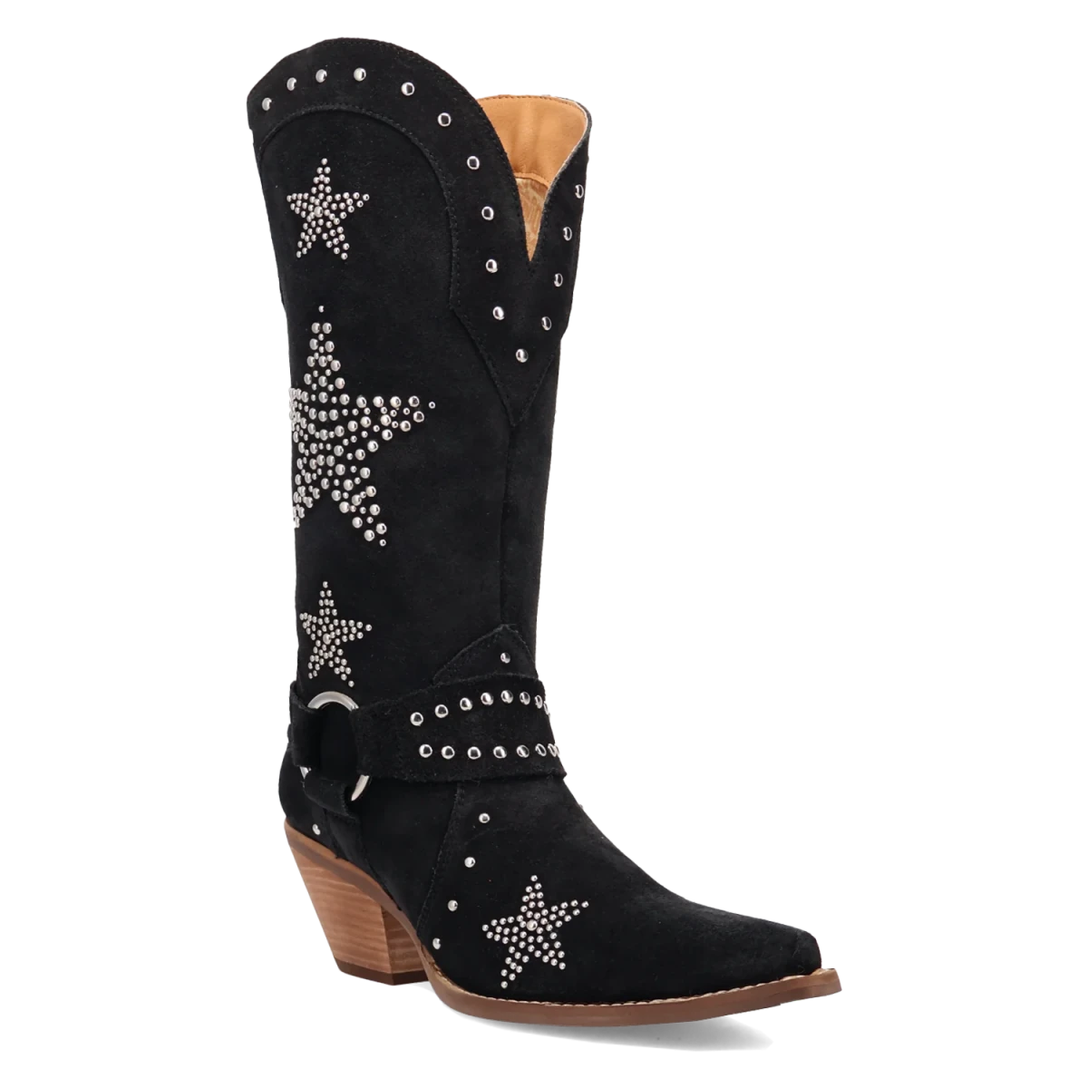 Botas Lucky Stars de Gamuza Punta Recortada Para Dama Color Negro - Dingo - Dan Post Boots