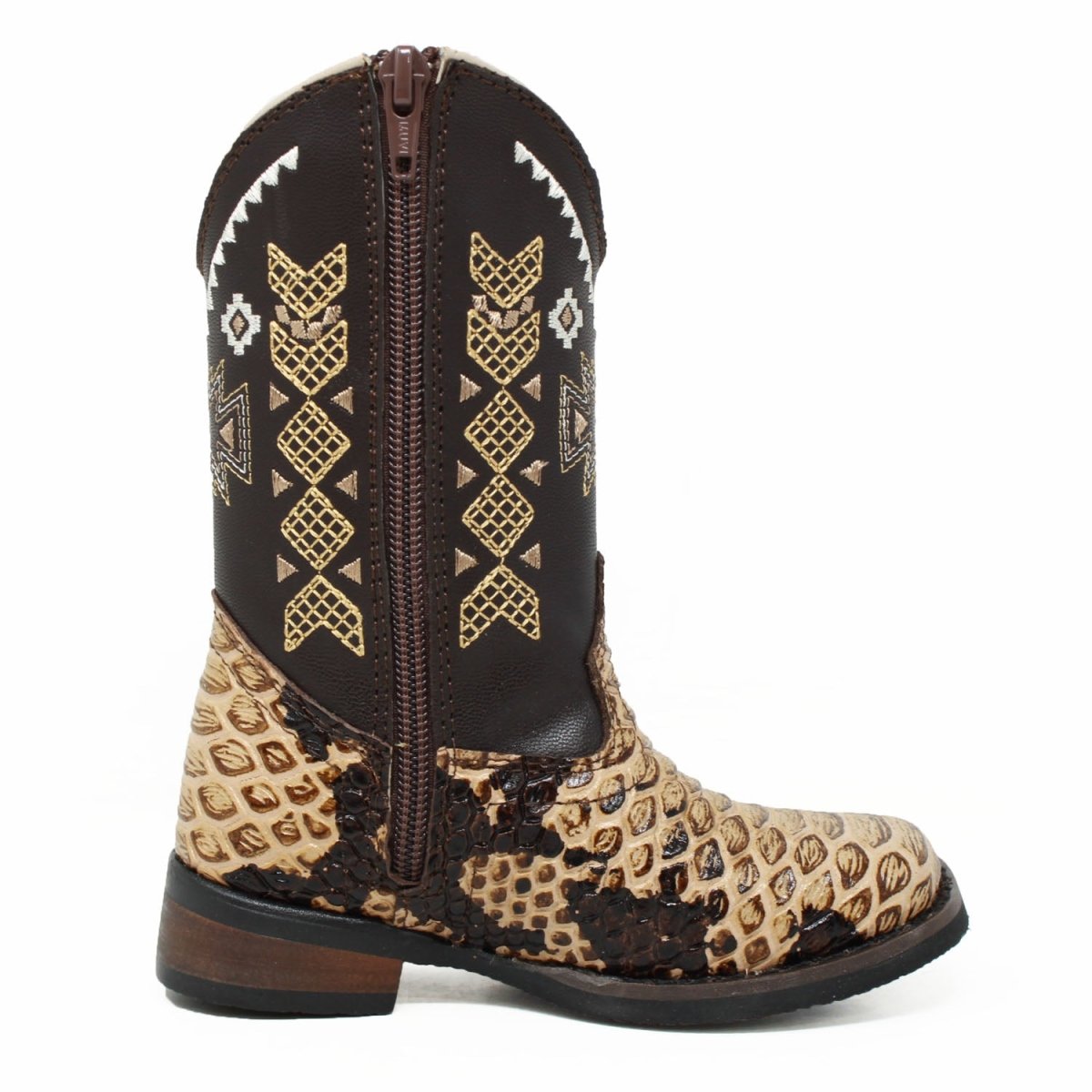 Botas para Niña de Cuero Piton Grabado Horma Rodeo Color Oryx - Q4225711 - Quincy Boots