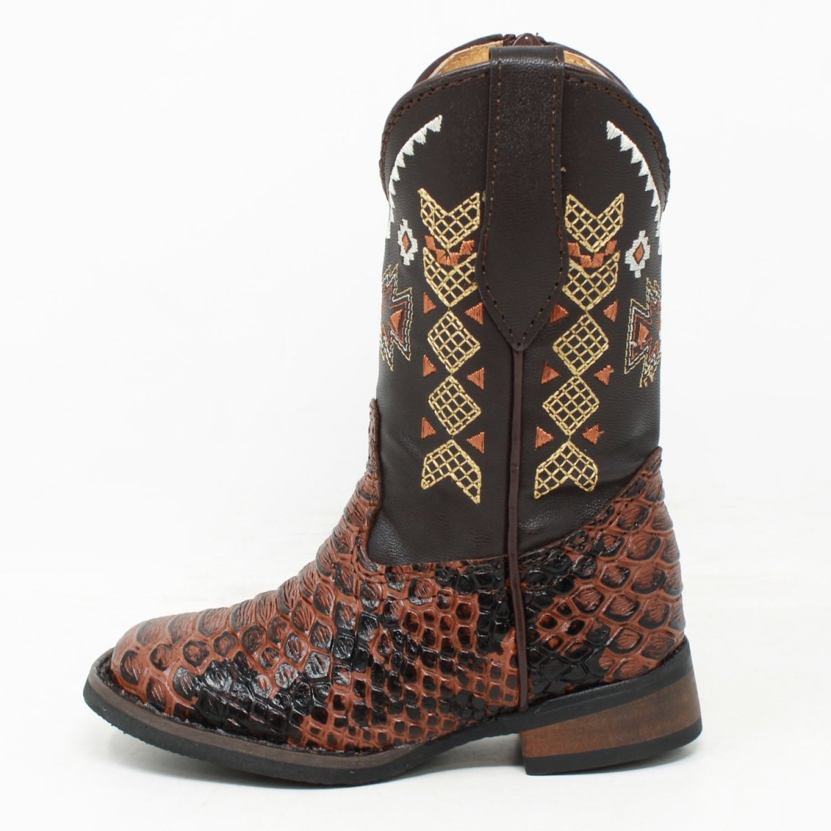 Botas para Niño de Cuero Piton Grabado Horma Rodeo Color Miel - Q4225751 - Quincy Boots