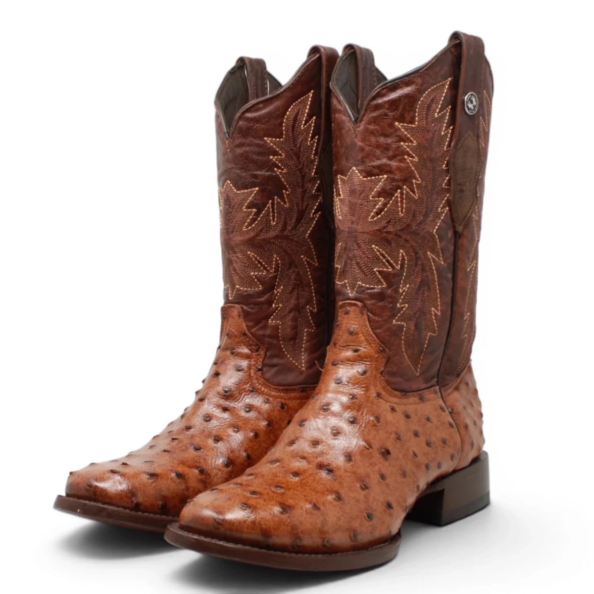 Botas Vaqueras Black Label con Grabado Tipo Avestruz – Cognac - Tanner Mark Boots