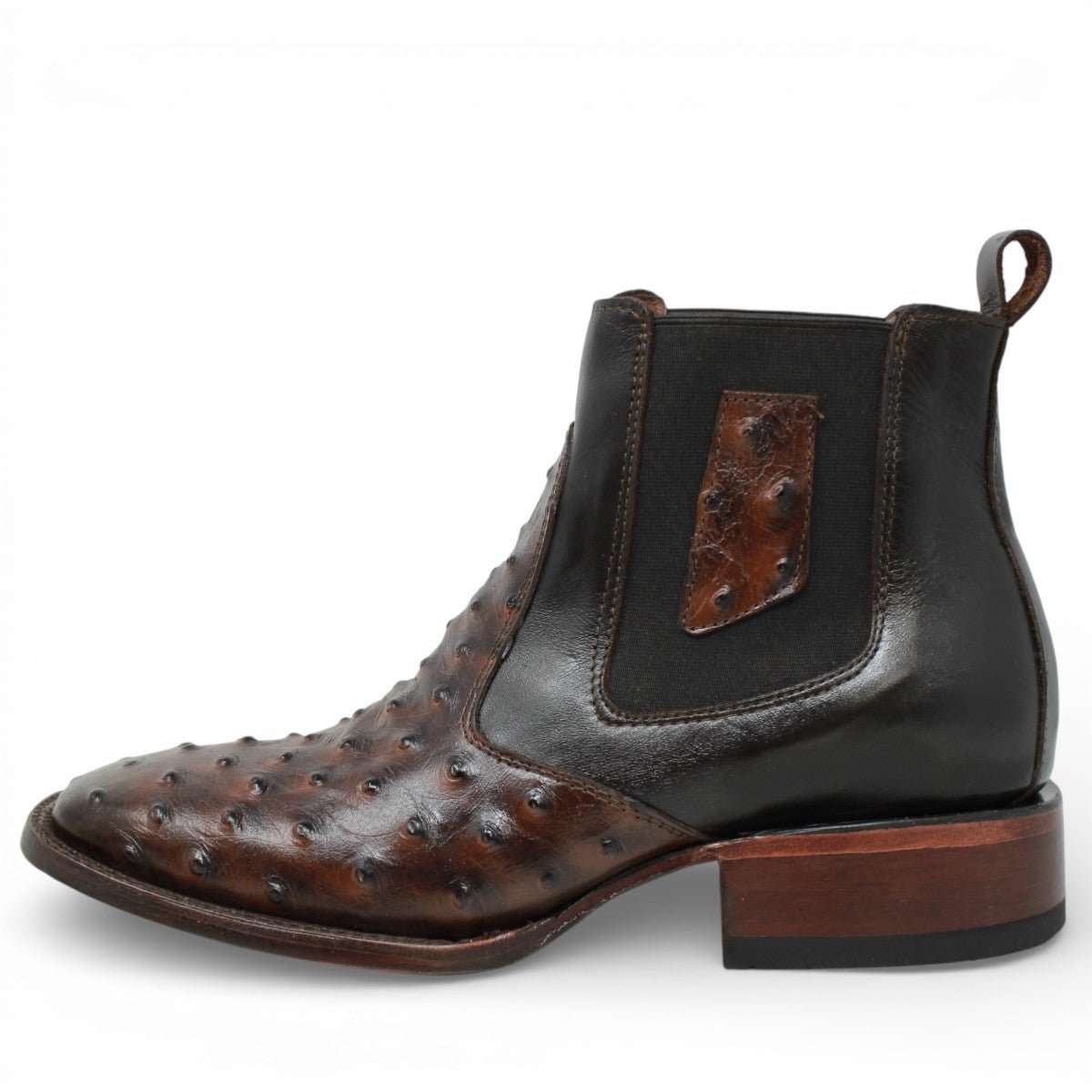 Botin de Avestruz Grabado con Punta Cuadrada Q82B0394 - Quincy Boots