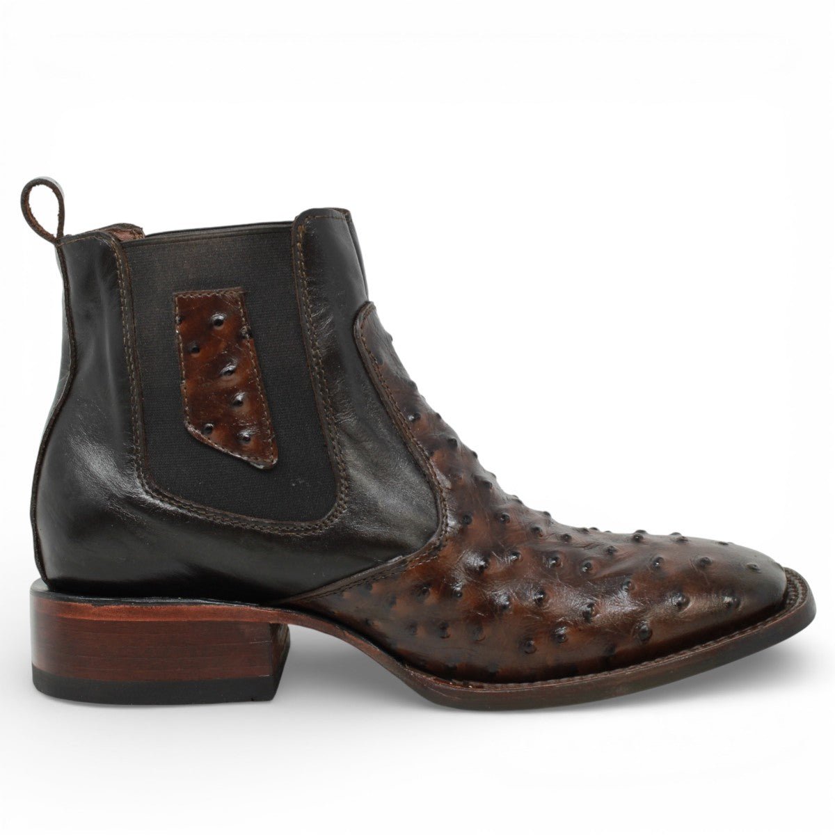 Botin de Avestruz Grabado con Punta Cuadrada Q82B0394 - Quincy Boots