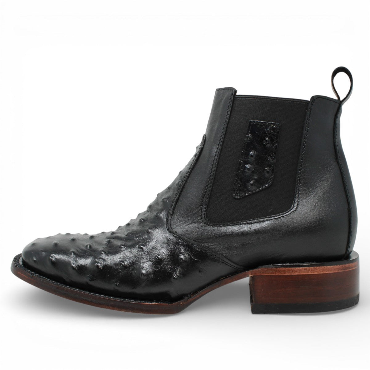 Botin de Avestruz Grabado con Punta Cuadrada - Quincy - Quincy Boots