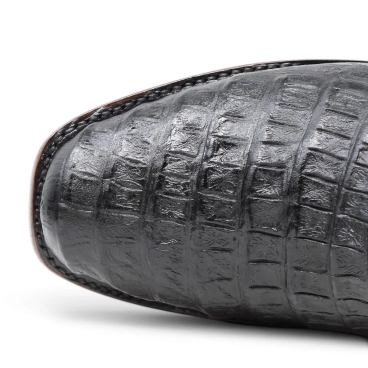 Botin de Cocodrilo Grabado Nuca con Punta Cuadrada Color Negro Q82B8205 - Quincy Boots