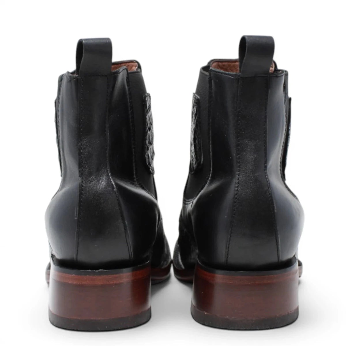 Botin de Cocodrilo Grabado Nuca con Punta Cuadrada Color Negro Q82B8205 - Quincy Boots