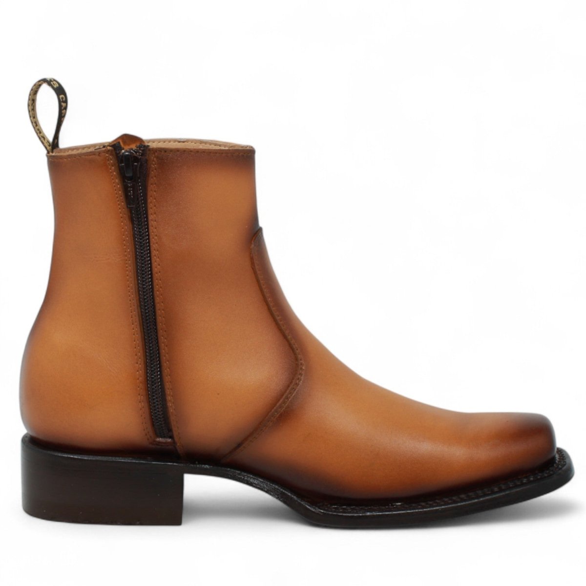 Botin de Piel Punta Dubai Cuadrada Para Hombre Color Miel - LC266 - La Carreta