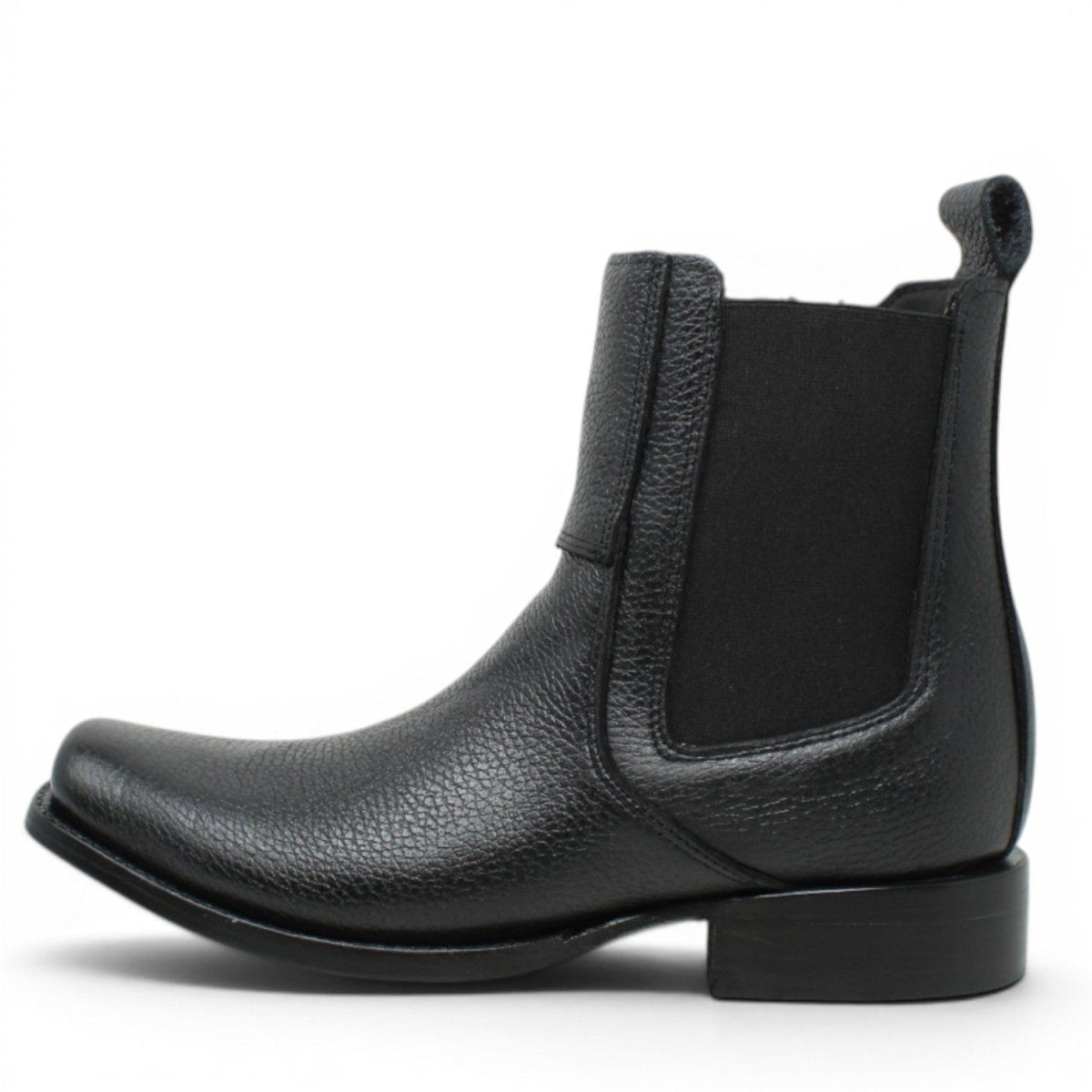 La Carreta Men's Genuine Leather Dubai Square Toe Ankle Boots - Black - Left Side View