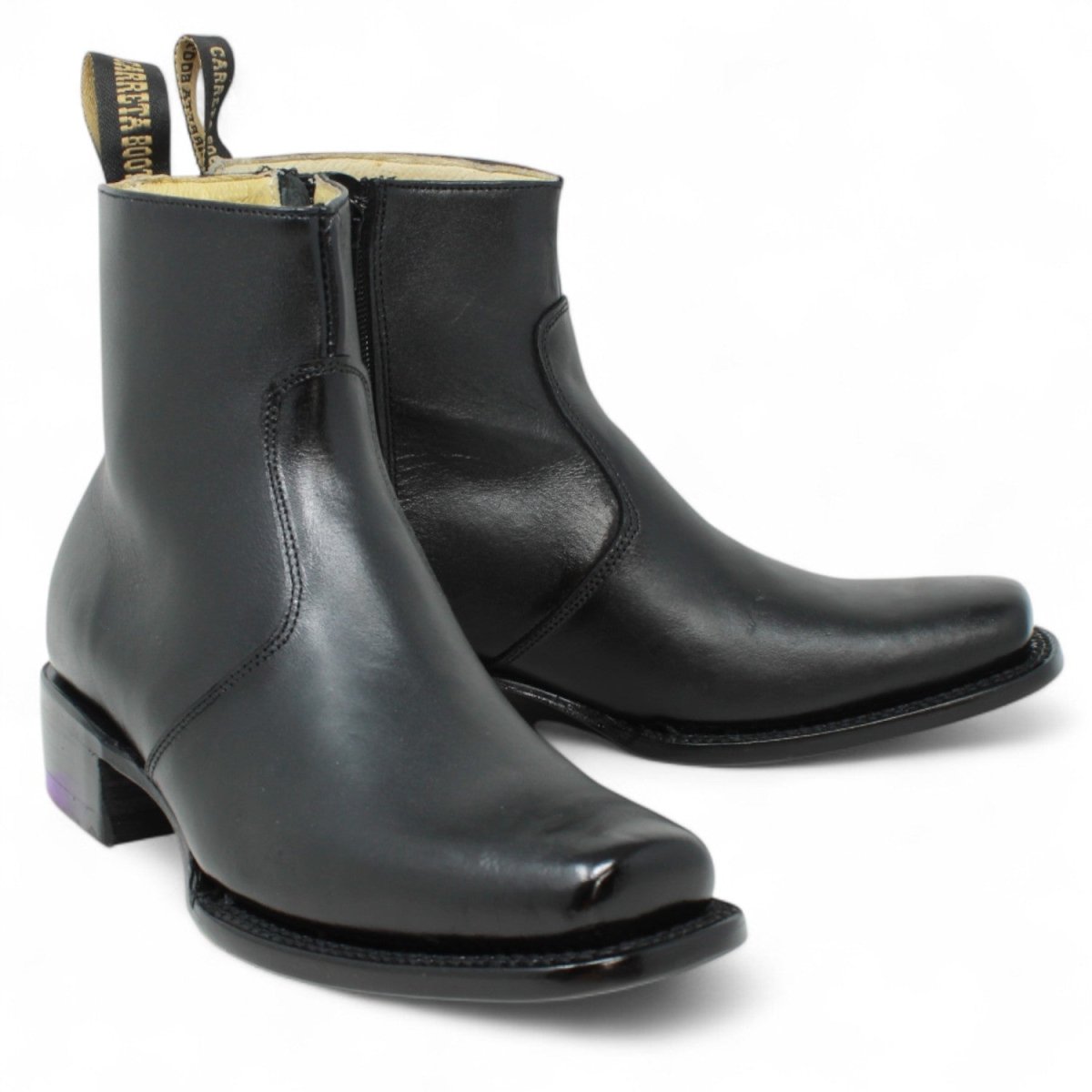 Botin de Piel Punta Dubai Cuadrada Para Hombre Color Negro - LC266 - La Carreta