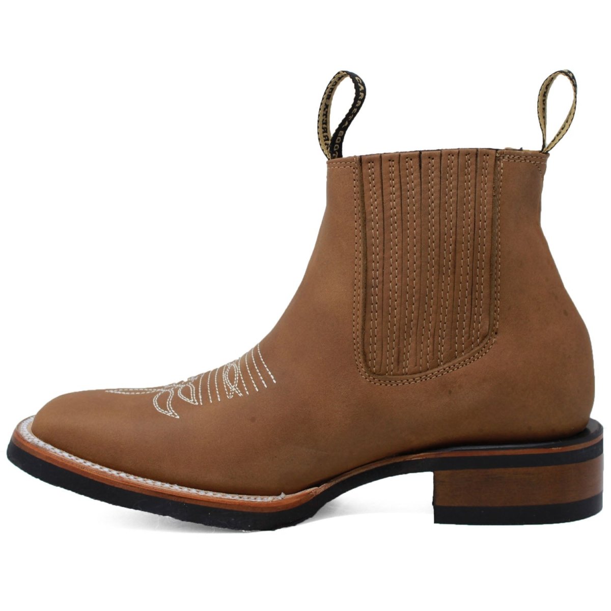 Botin Rodeo Cuadrado de PIel Original con Medallon Tan - La Sierra - La Carreta