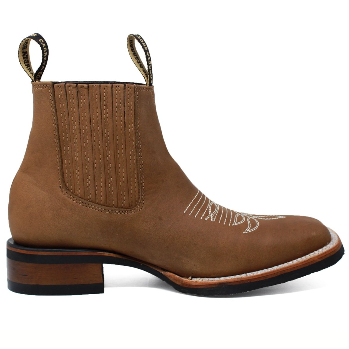 Botin Rodeo Cuadrado de PIel Original con Medallon Tan - La Sierra - La Carreta