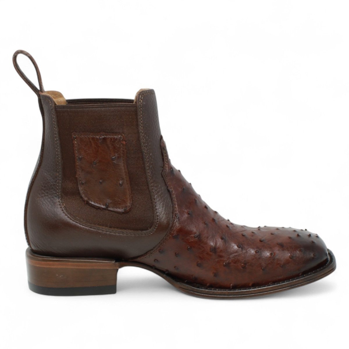 Botin Vaquero de Avestruz Original Horma Cuadrada Color Cafe - Vestigium - Vestigium