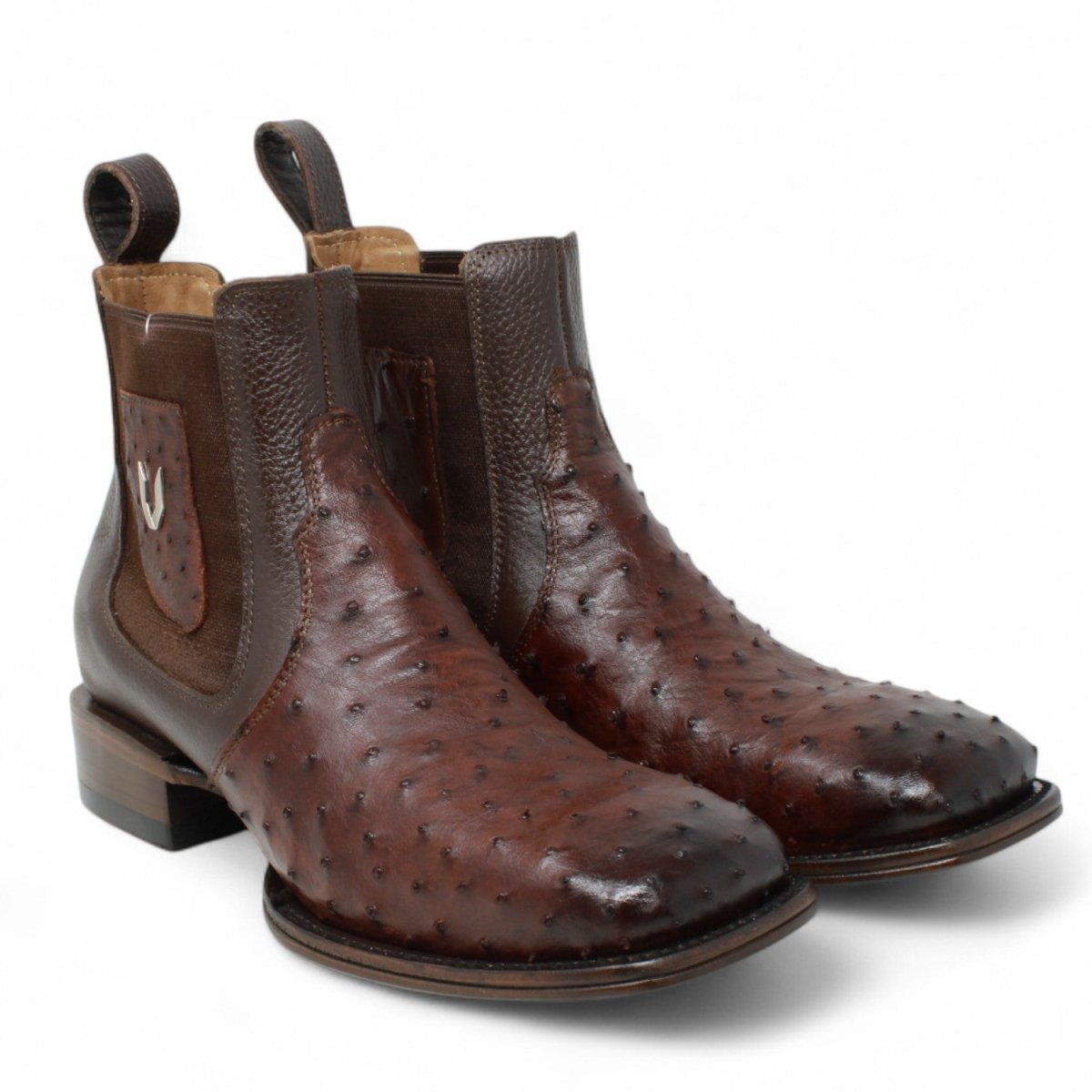 Botin Vaquero de Avestruz Original Horma Cuadrada Color Cafe - Vestigium - Vestigium