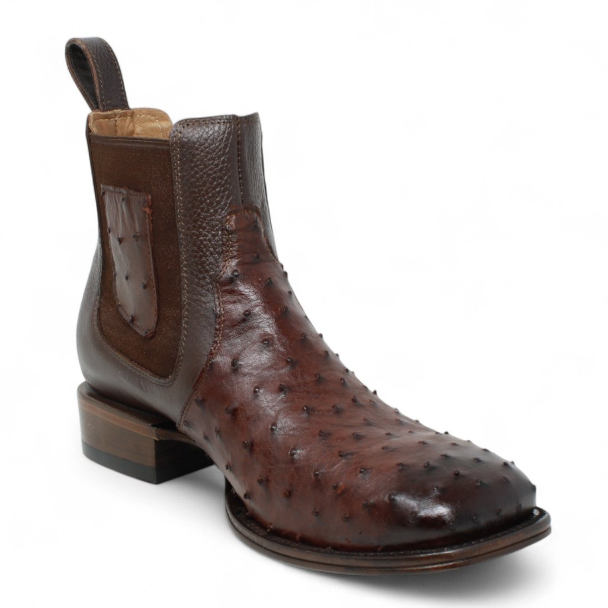 Botin Vaquero de Avestruz Original Horma Cuadrada Color Cafe - Vestigium - Vestigium