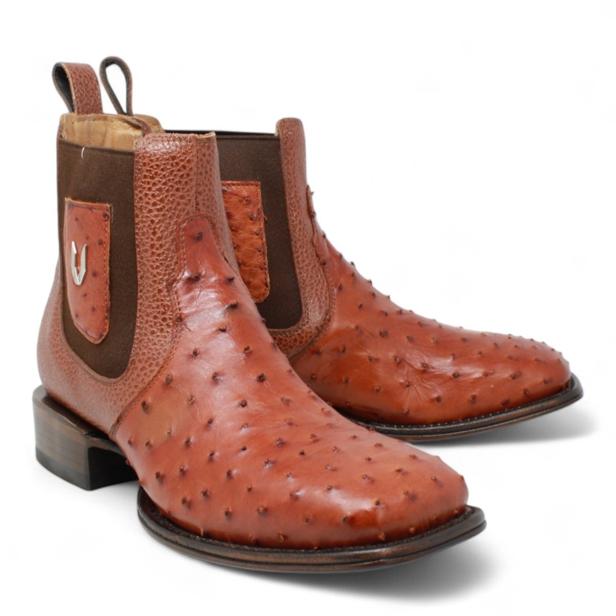 Botin Vaquero de Avestruz Original Horma Cuadrada Color Cognac - Vestigium - Vestigium