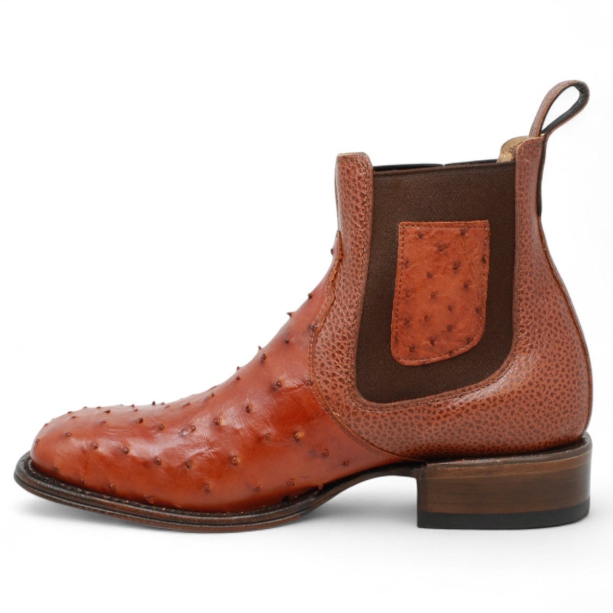 Botin Vaquero de Avestruz Original Horma Cuadrada Color Cognac - Vestigium - Vestigium