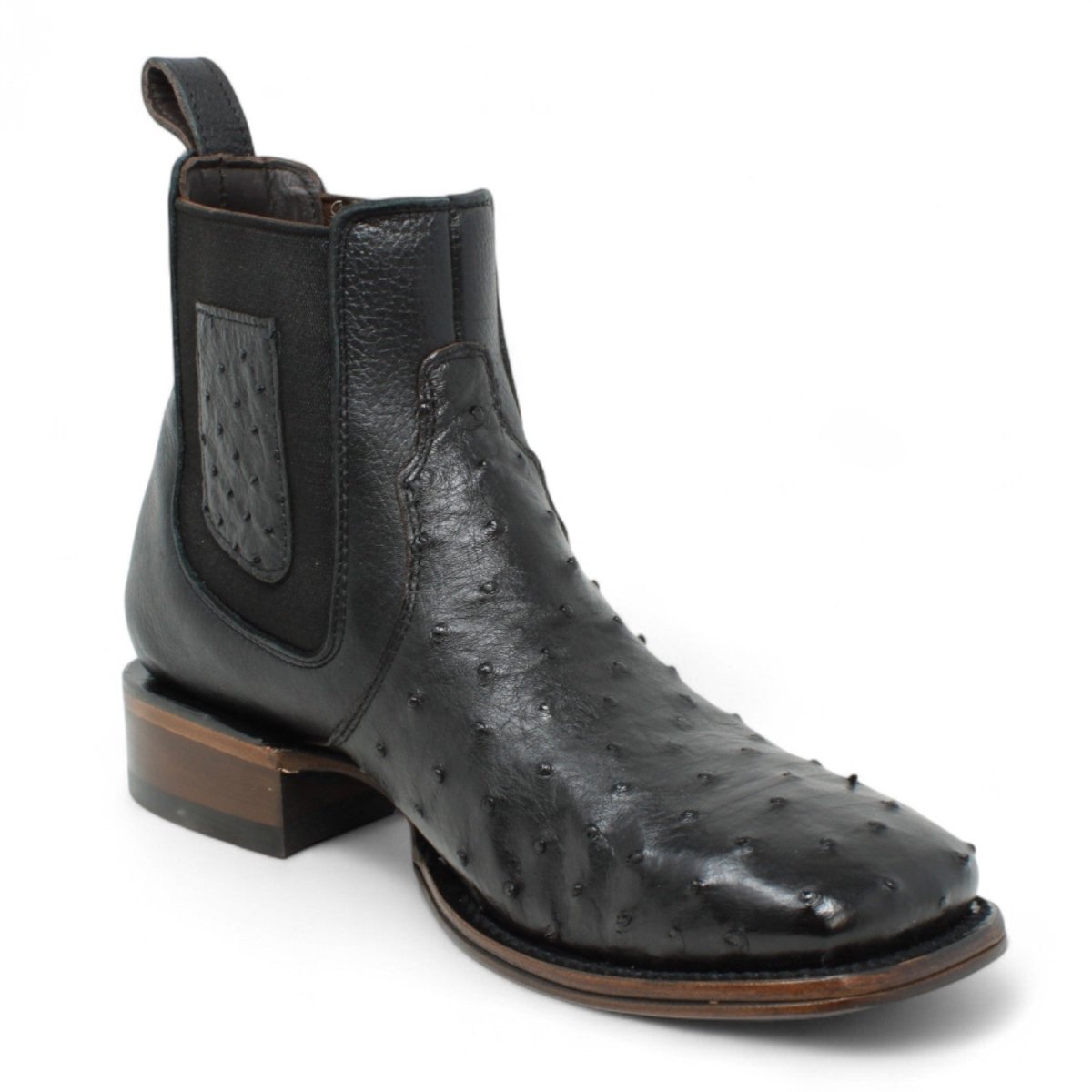 Botin Vaquero de Avestruz Original Horma Cuadrada Color Negro - Vestigium - Vestigium