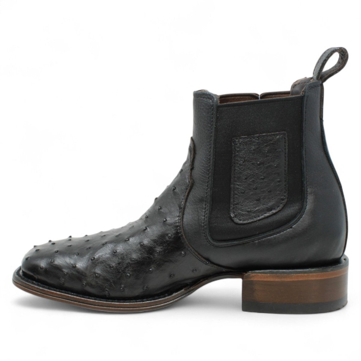 Botin Vaquero de Avestruz Original Horma Cuadrada Color Negro - Vestigium - Vestigium