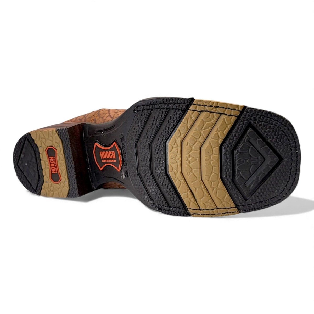 Botin Vaquero para Hombre de Piel Cuello de Toro Color Tan con Punta Cuadrada y Suela de Hule – Hooch Boots H42H3172 - Hooch