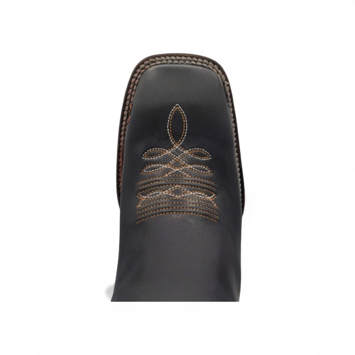 Botin Vaquero para Hombre de Piel Grasso Color Negro con Punta Cuadrada y Suela de Cuero – Hooch Boots H42P2205 - Hooch