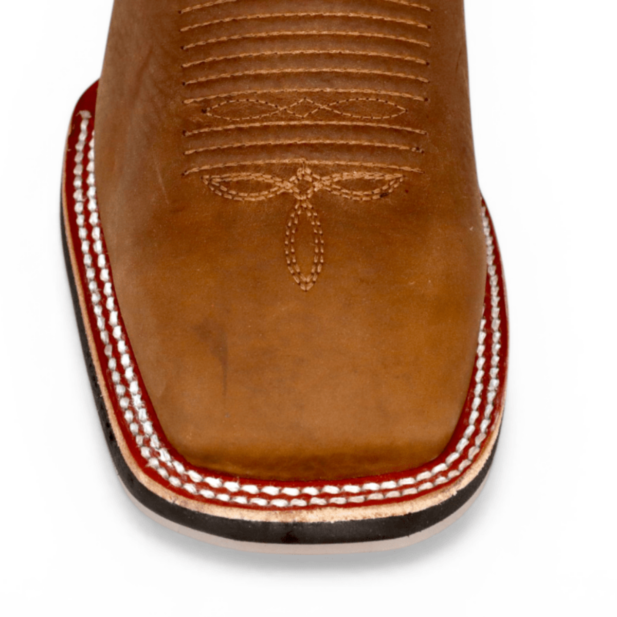 Botin Vaquero para Hombre Punta Cuadrada Amplia de Piel Genuina Color Tan – Hooch Boots H42A3127 - Hooch