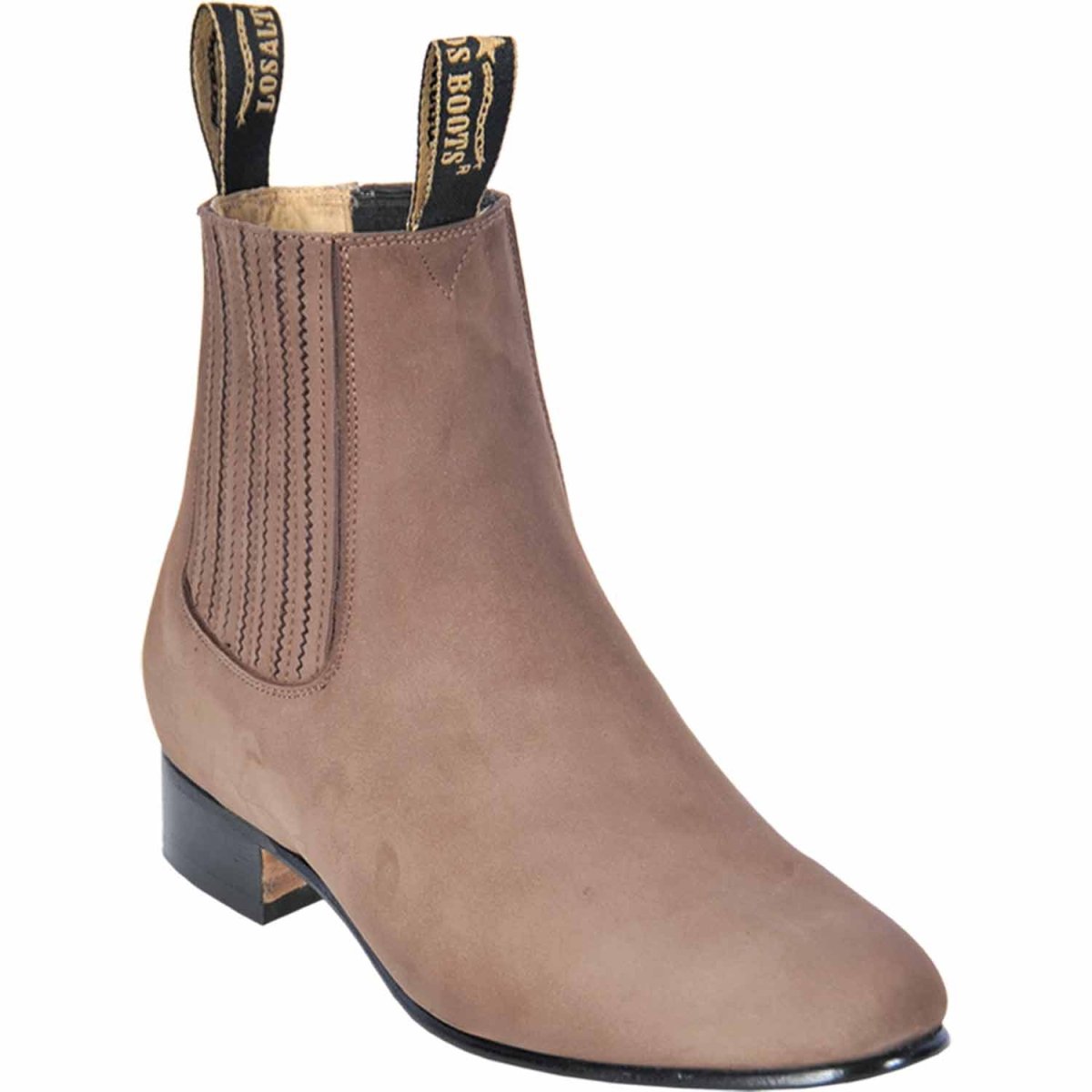 Western Genuine Leather Round Toe Light Brown Color Ankle Boots - Los Altos Boots - Side View