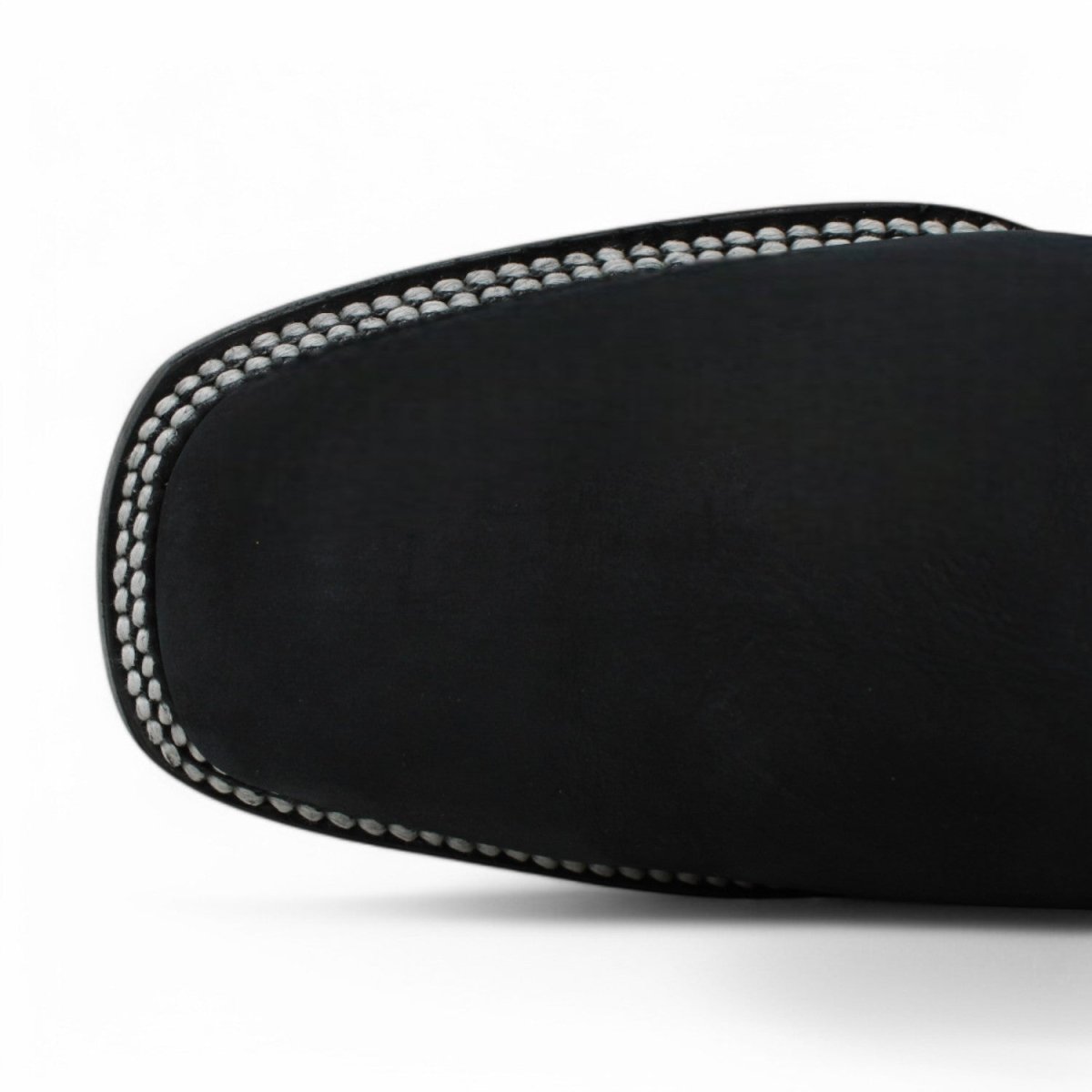 Botines Charros de Gamuza Punta Cuadrada Color Negro Liso DUR - Rodeo Durango