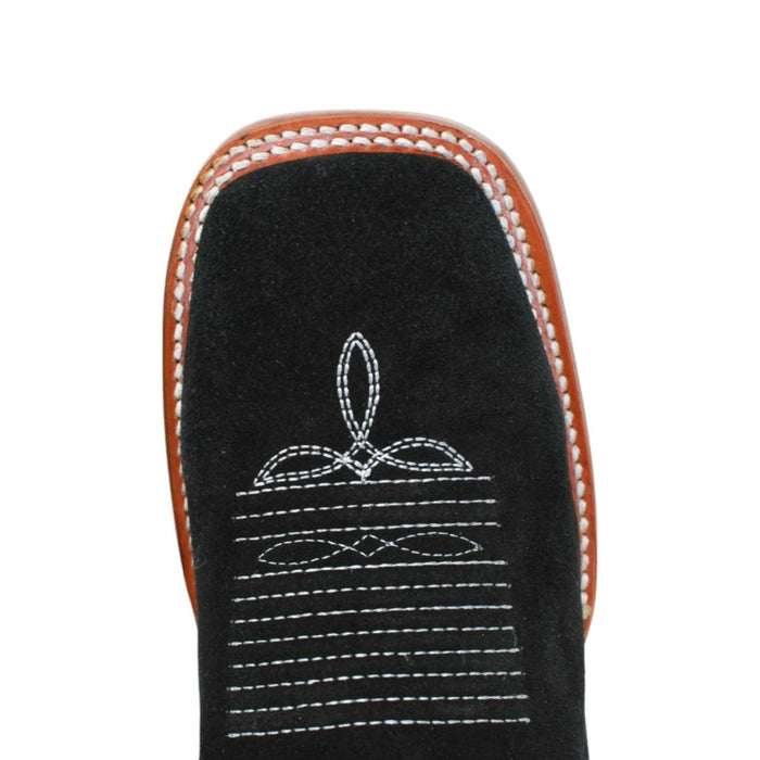 Botines Charros de Gamuza Punta Cuadrada para Mujer Color Negro Q82BJ6305 - Quincy Boots