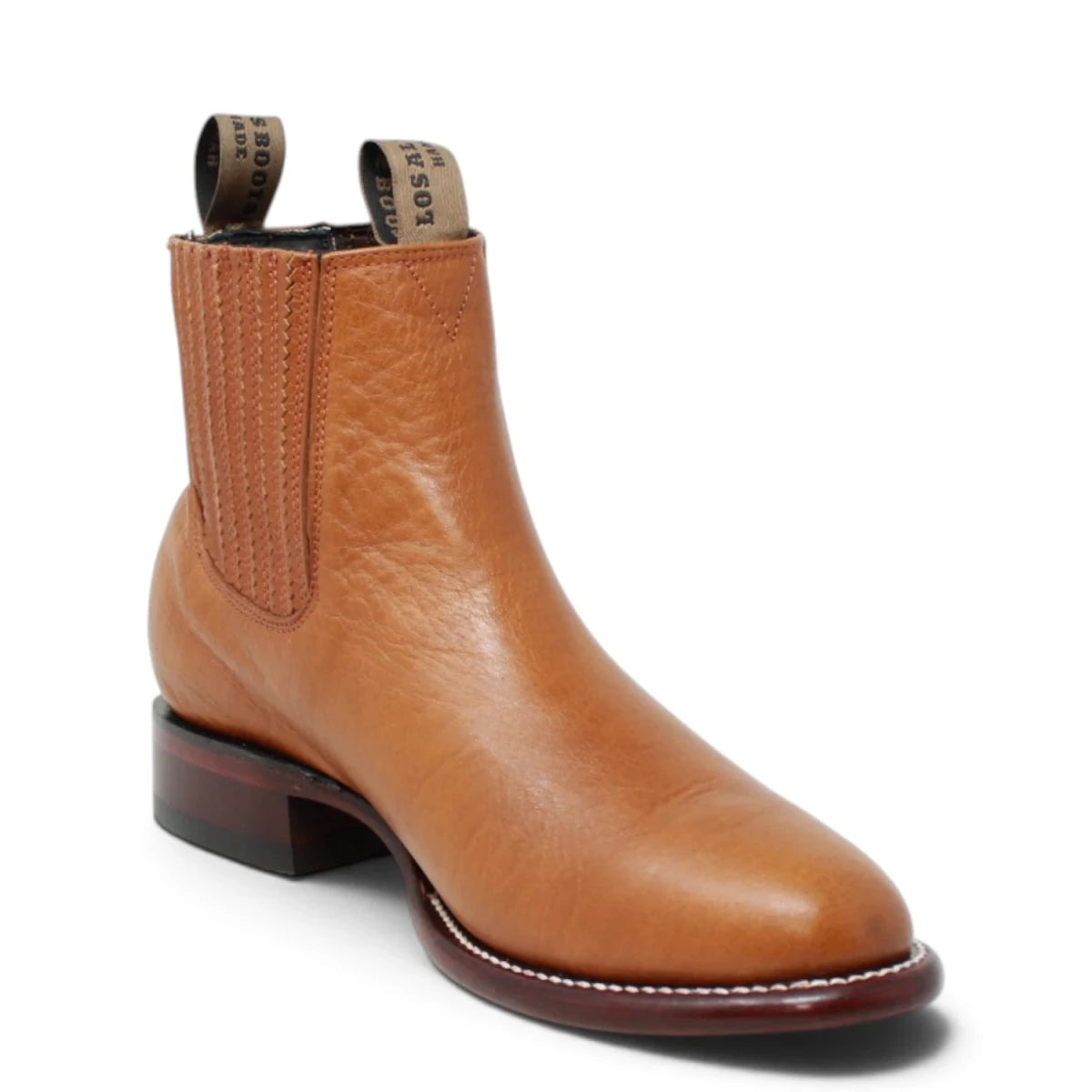 Botines Charros de Piel Original Punta Redonda Roper Color Miel - Los Altos Boots - Los Altos Boots