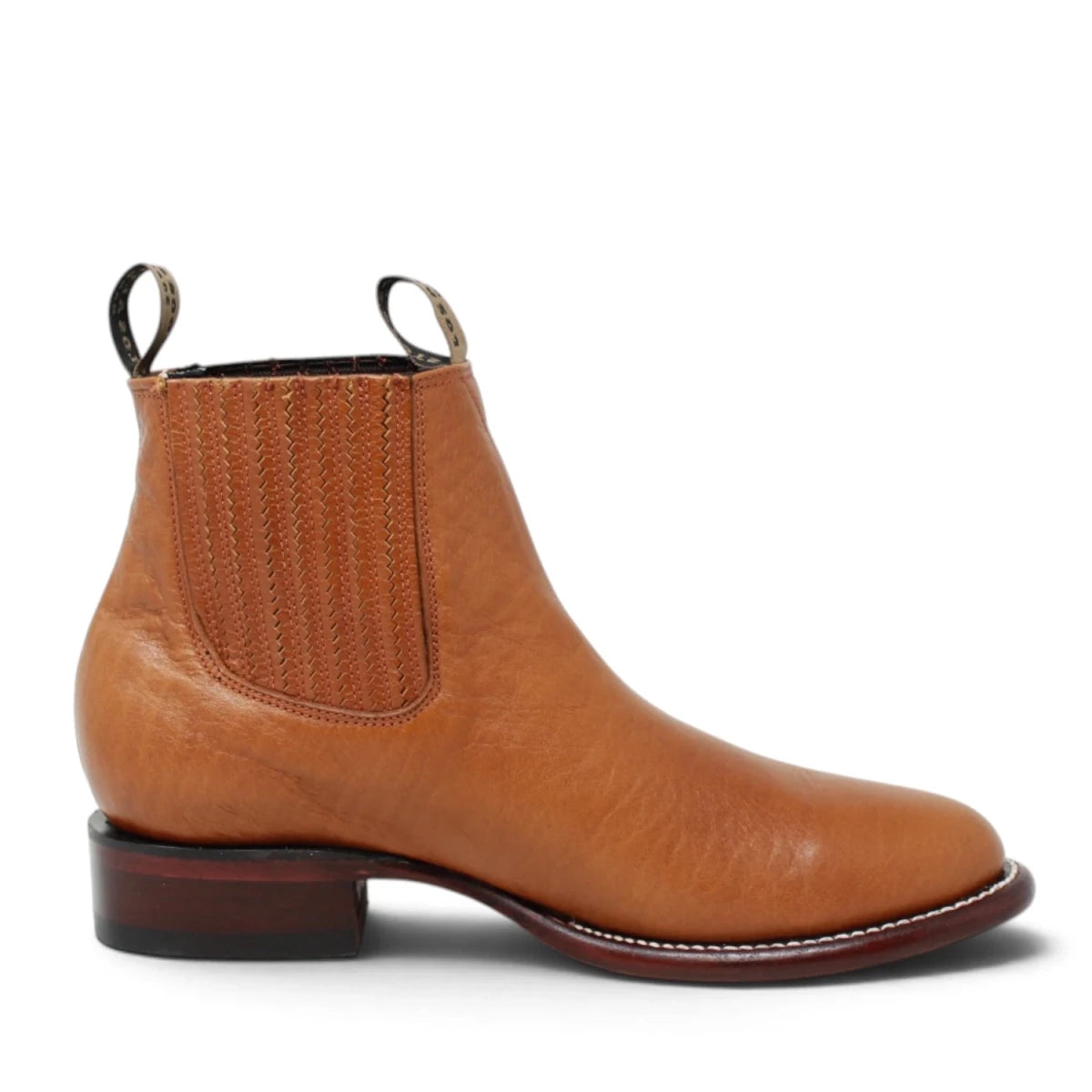 Botines Charros de Piel Original Punta Redonda Roper Color Miel - Los Altos Boots - Los Altos Boots