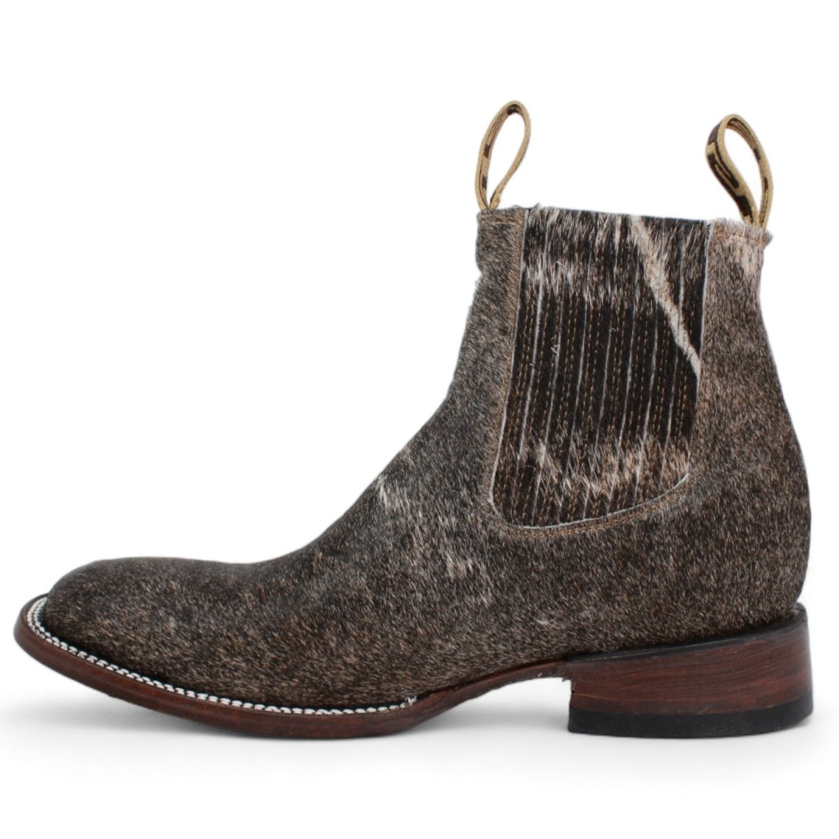 Botines Charros Punta Cuadrada con Pelo de Vaca Color Blanco y Negro H423304 - Hooch